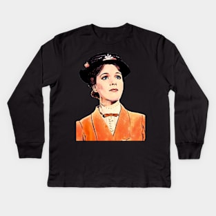 Mary Popping Orange Cartoon Kids Long Sleeve T-Shirt